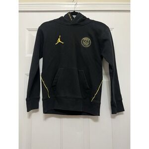 Jordan PSG Hoodie Youth M 10-12 Black Yellow Paris Saint-Germain Jumpman